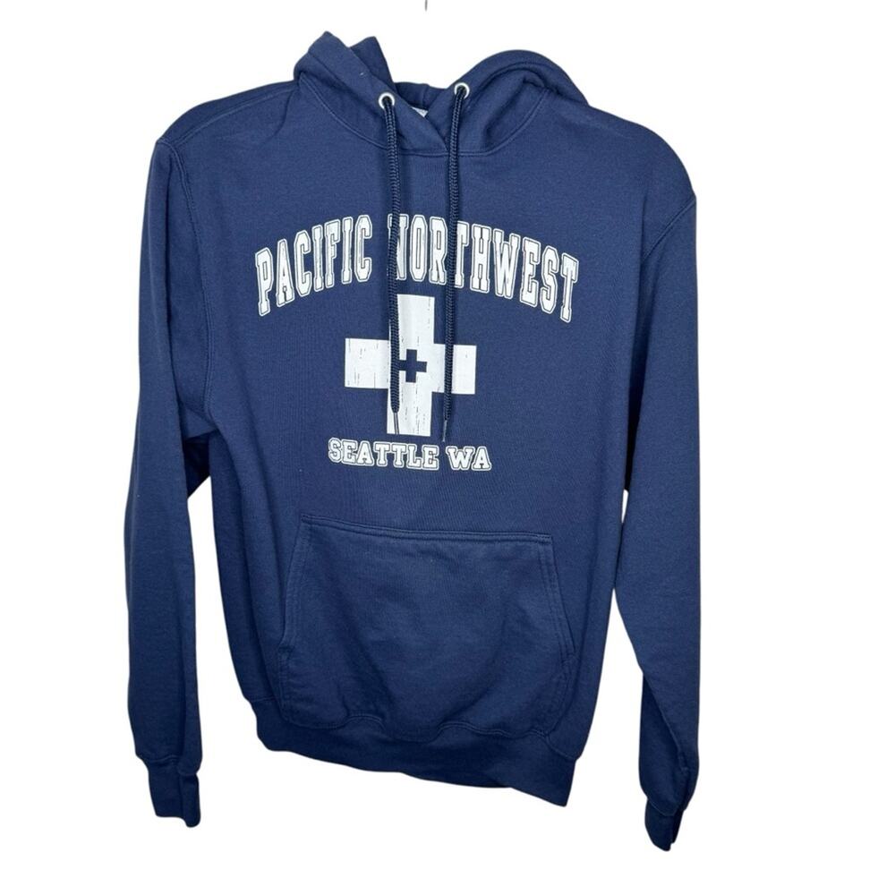 PORT COMPANY / navy blue pacific northwest PNW Seattle WA hoodie sweatshirt / S